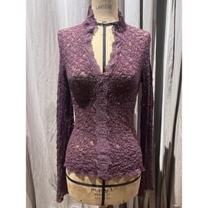 VTG Ann Ferriday Fairy Coquette Unlined Pucker Lace Top S/M